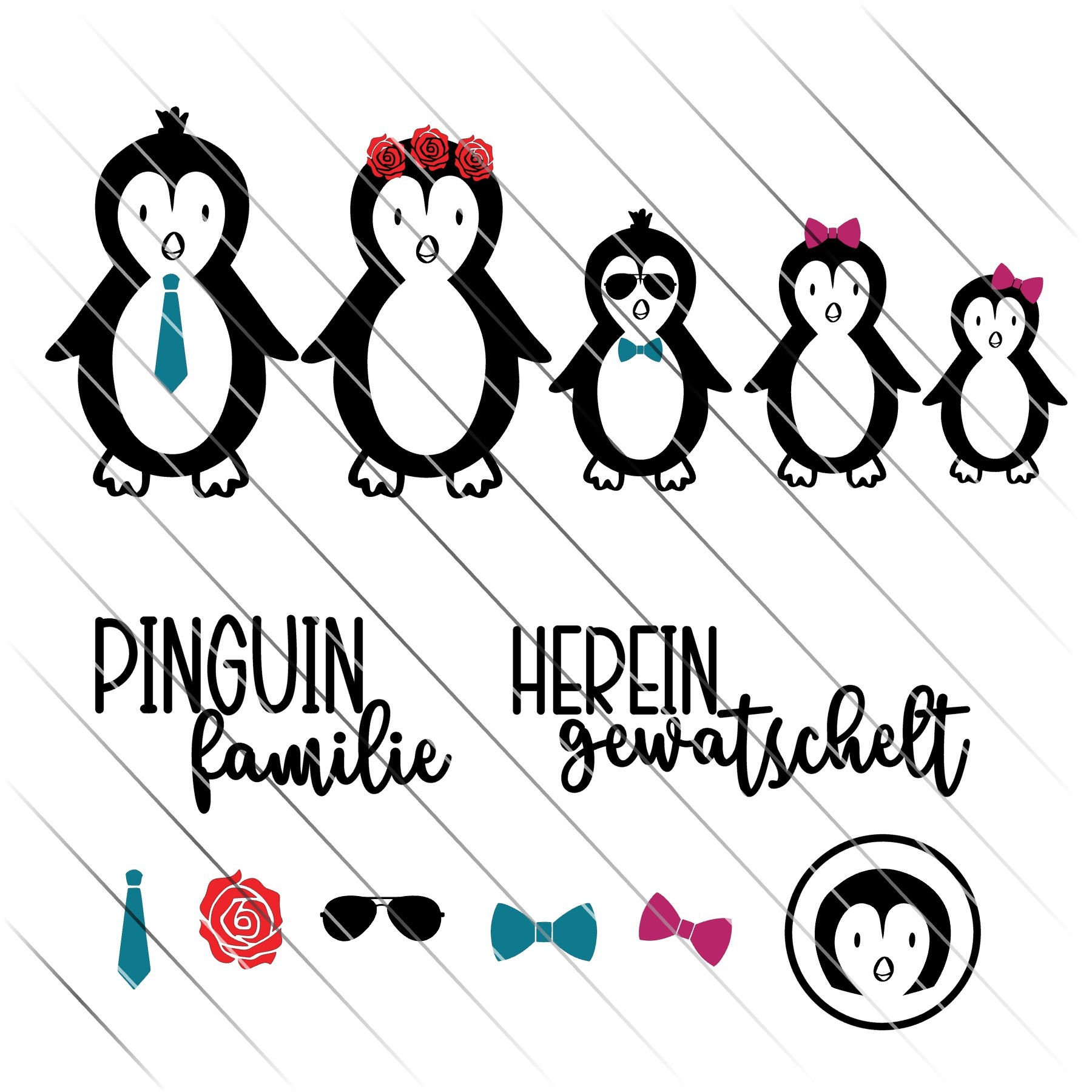 Plotterdatei Löwenjunges Pinguinfamilie private Lizenz