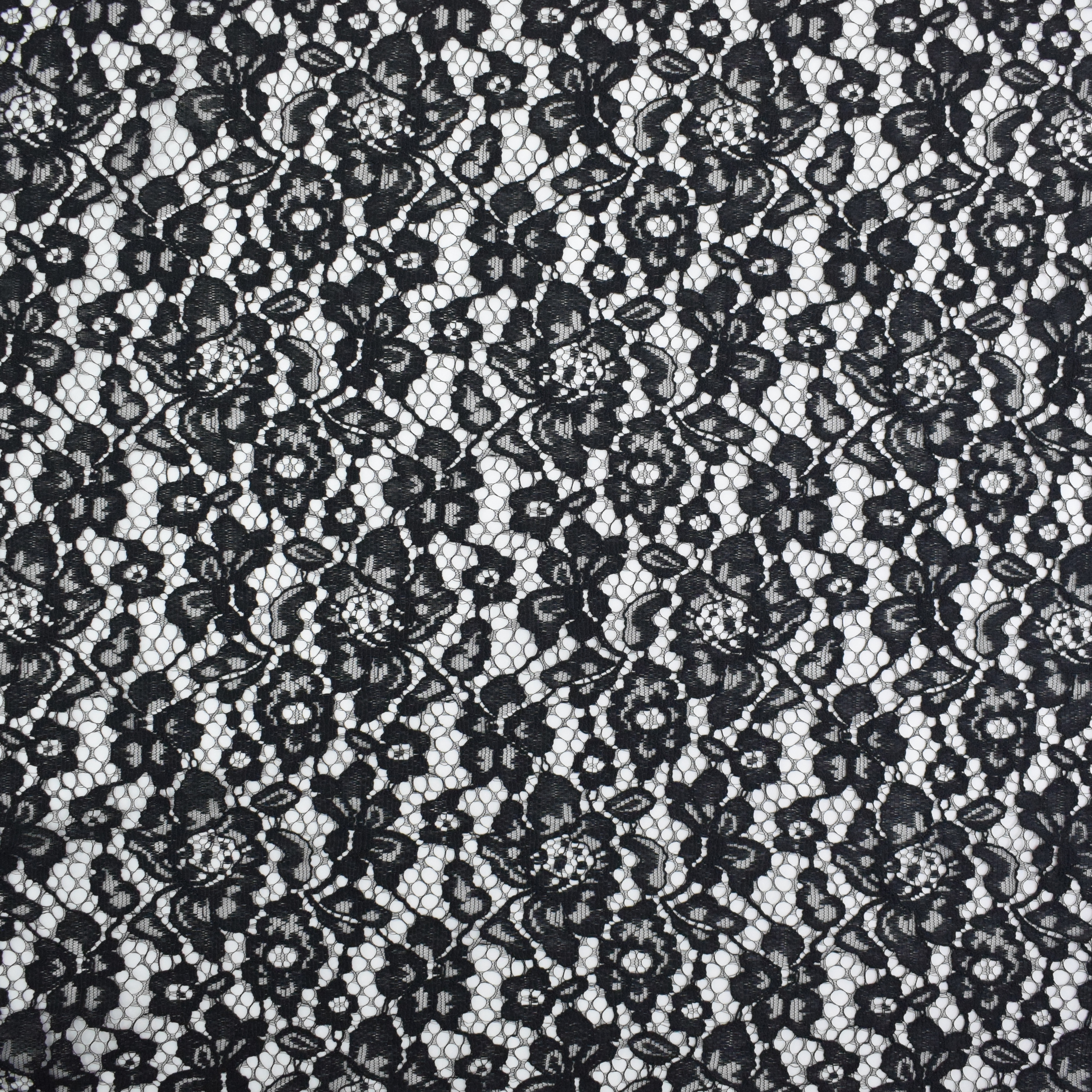 Spitzenstoff Blüten, schwarz