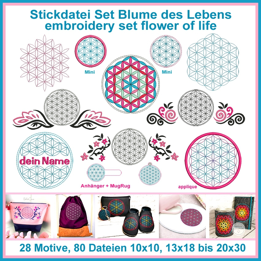 Stickdatei Rock Queen Blume des Lebens