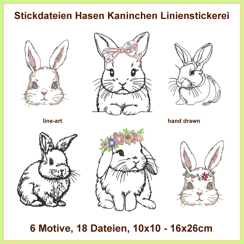 Stickdatei Rock Queen Hasen