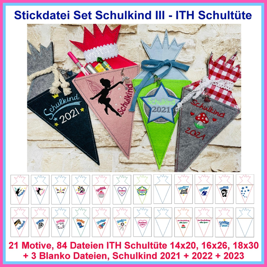 Stickdatei Rock Queen Schulkind 3 Schultüte