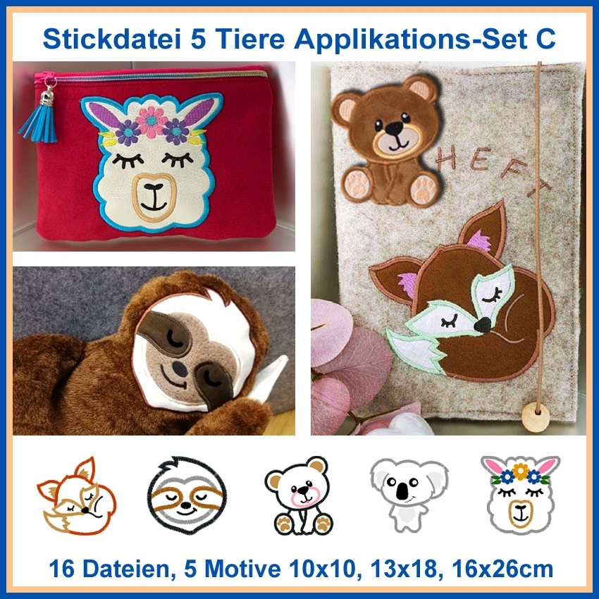 Stickdatei Rock Queen Tier Applis Set C