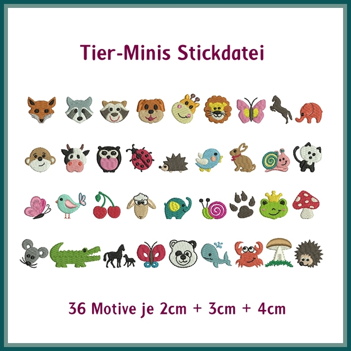 Stickdatei Rock Queen Tier Minis