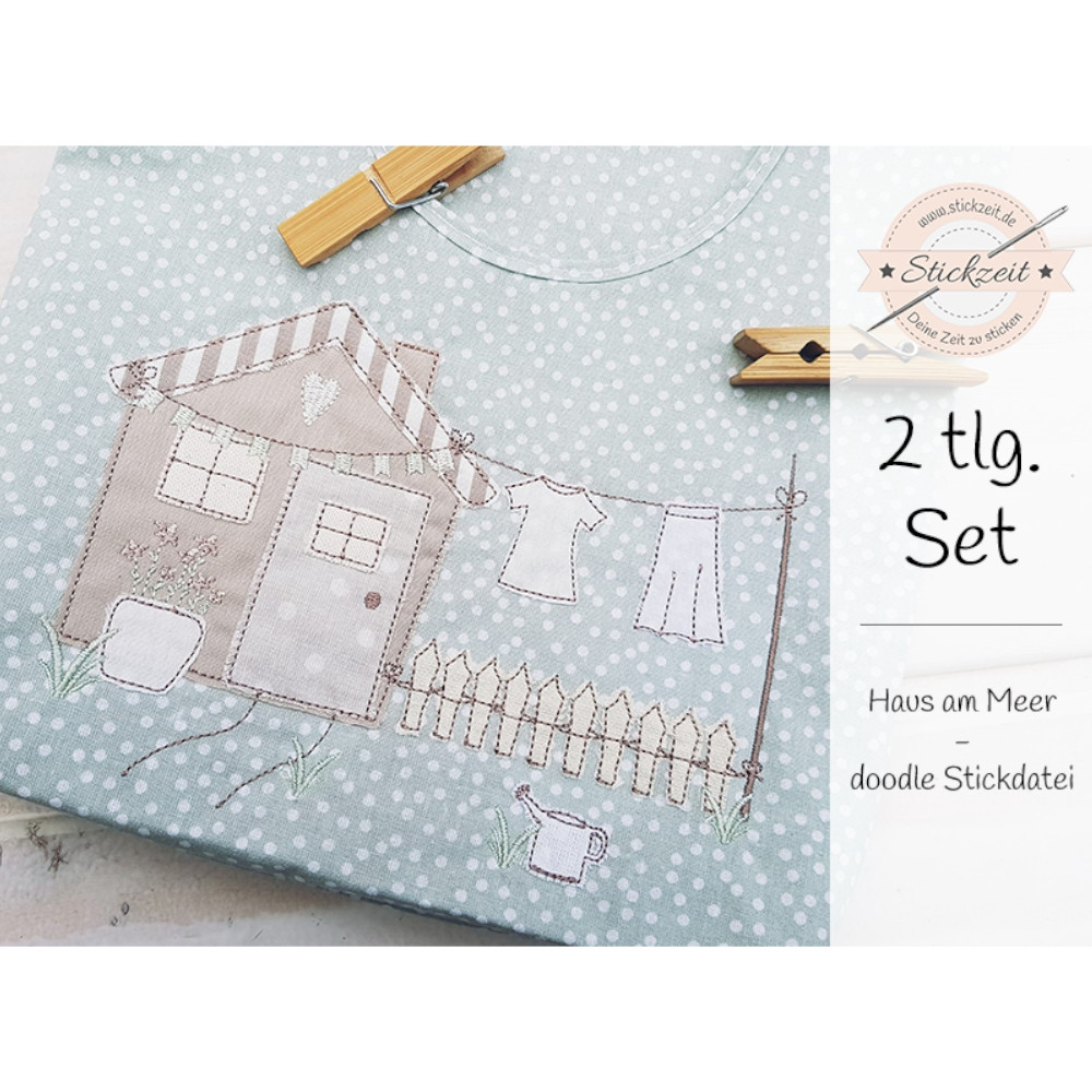 Stickdatei Stickzeit Haus am Meer Doodle