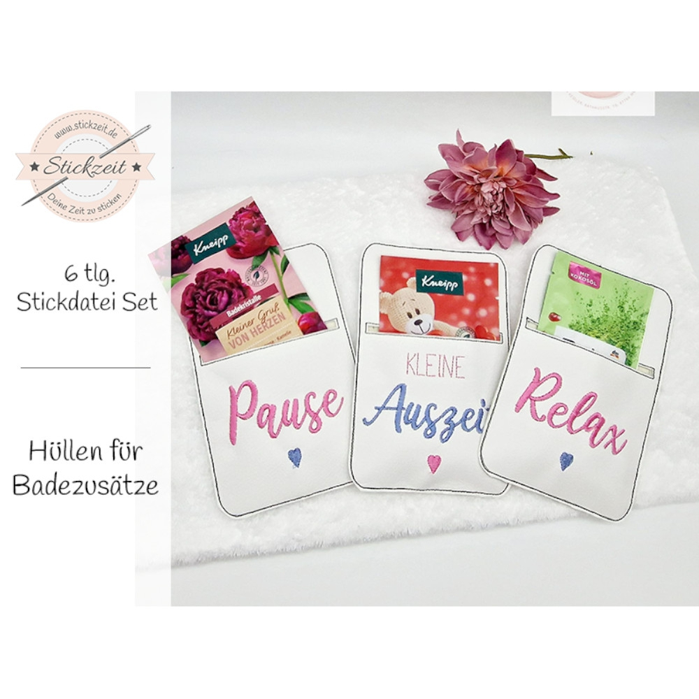 Stickdatei Stickzeit Hüllen für Badezusätze