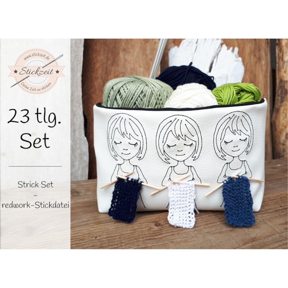 Stickdatei Stickzeit Strick Set redwork