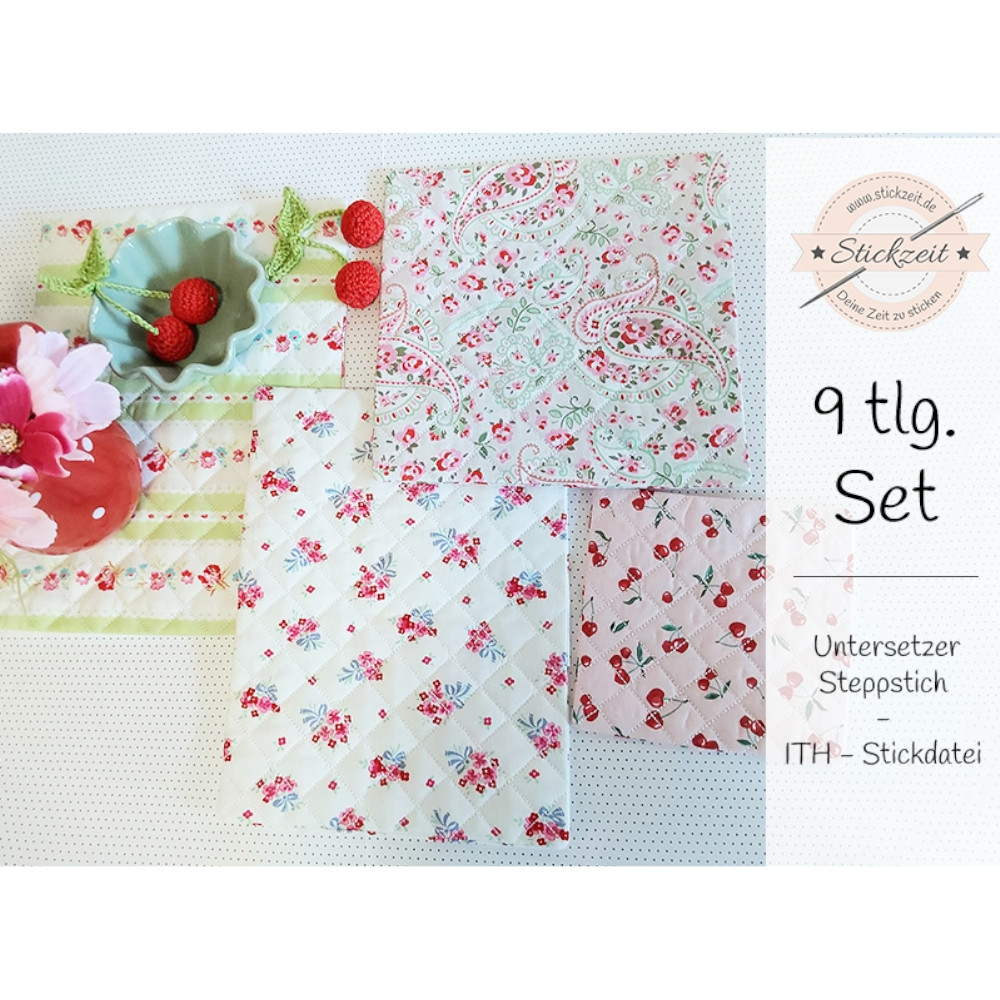 Stickdatei Stickzeit Untersetzer Steppstich ITH