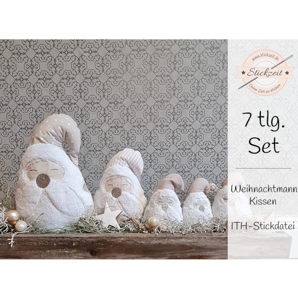 Stickdatei Stickzeit Weihnachtsmann Kissen ITH