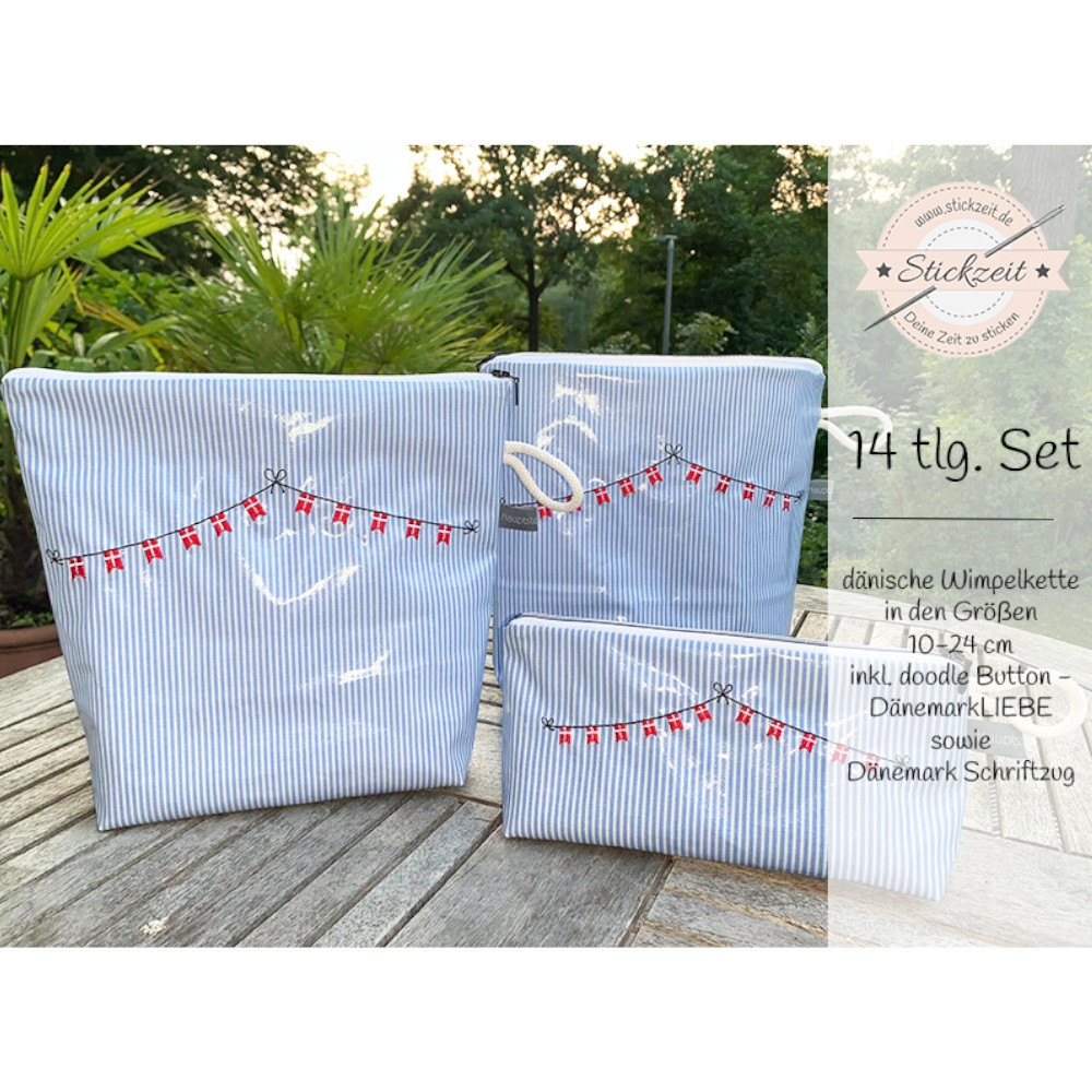 Stickdatei Stickzeit Wimpelkette Dänemarkliebe