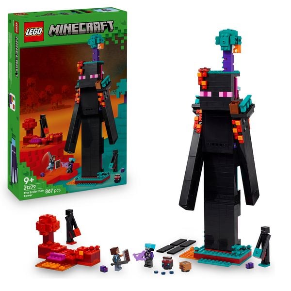 LEGO Minecraft 21279 Der Enderman-Turm, Geschenk für Gamer ab 9 Jahren