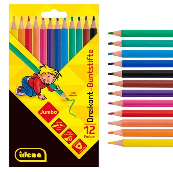 Idena Buntstifte Jumbo dreikant holzfrei 12 Stück Kartonetui