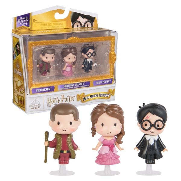 Harry Potter - Micro Magical Moments Sammelfiguren Multipack Weihnachtsball mit Harry, Hermine und Viktor Krum, mit Setzkasten