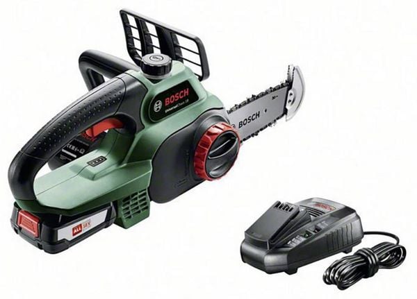 Bosch Home and Garden UniversalChain 18 Akku Kettensäge ohne Akku, mit Schutzbügel Schwertlänge 200 mm
