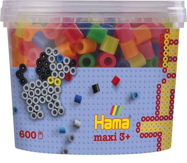 Hama 8572 - My first Bügelperlen Maxi 3+, Dose mit ca. 600 Stück, Neon Mix