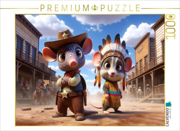 CALVENDO Puzzle Dusty und Milo: Ein Abenteuer im Wilden Westen 1000 Teile Lege-Größe 64x48cm Foto-Puzzle für glückliche Stunden