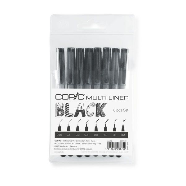 Copic Skizzen- und Zeichenstifte Multiliner schwarz 8 Stück