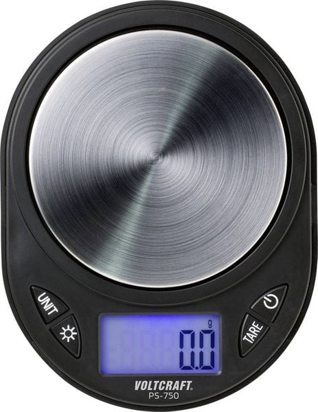 VOLTCRAFT PS-750 Präzisionswaage Wägebereich (max.) 750 g Ablesbarkeit 0.1 g batteriebetrieben Schwarz