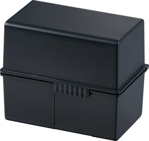 HAN 977-13 Karteibox Schwarz max. Anzahl der Karten: 300 Karten DIN A7 quer Stahlscharnier, Deckel als zusätzlicher Trog nutzbar