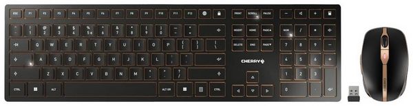 CHERRY JD-9100EU-2 Kabellos, Funk Tastatur, Maus-Set Deutsch, QWERTZ Schwarz