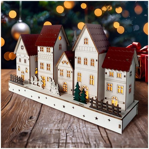 HTI-Living Weihnachtsdeko Winterstraße Weiß Rot Weihnachtsdeko Winterstraße Weiß Rot