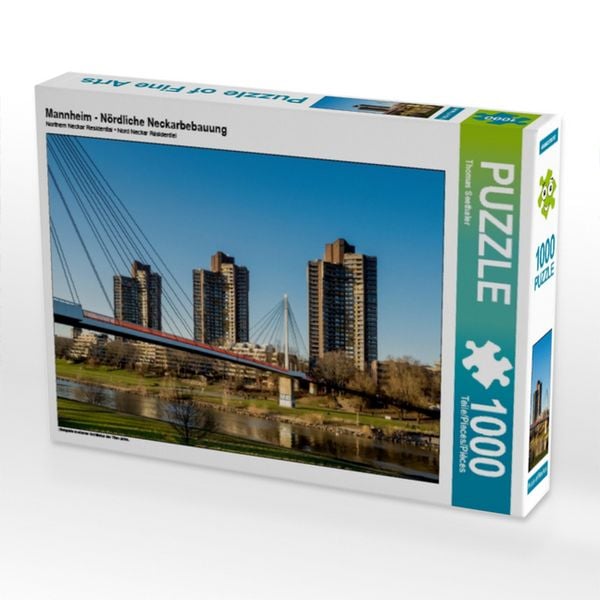 CALVENDO Puzzle Mannheim - Nördliche Neckarbebauung 1000 Teile Lege-Größe 64x48cm Foto-Puzzle für glückliche Stunden