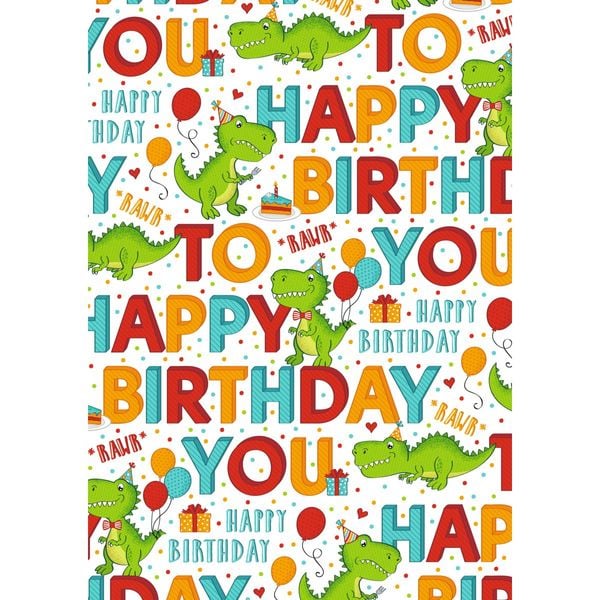 Idena Geschenkpapier Happy Birthday to you Dino 70cmx2m
