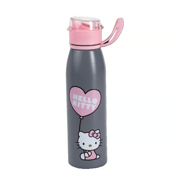 Trinkflasche Hello Kitty mit Trageschlaufe grau 480ml
