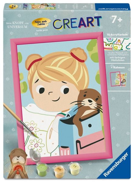 Ravensburger CreArt - Tilli & Otti - Malen nach Zahlen für Kinder ab 7 Jahren vom Kinderbuch 'Mein Knopf, ein Universum' von Carmushka