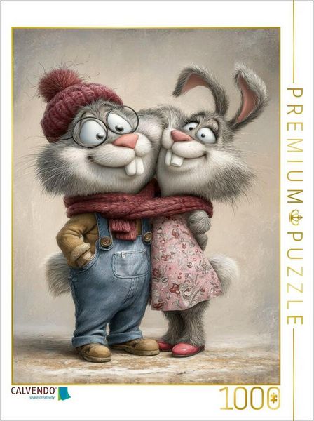 CALVENDO Puzzle Hasen - Liebe 1000 Teile Lege-Größe 64x48cm Foto-Puzzle für glückliche Stunden