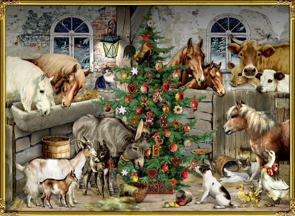 Wand-Adventskalender – Nostalgische Weihnachten bei den Tieren im Stall