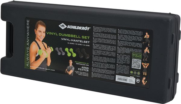 Schildkröt 960010 - Vinyl-Hantelset im Koffer, 2x0,5kg/2x1,0kg/2x1,5kg, Heim-Fitnessgerät