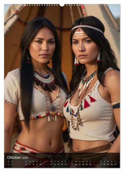 Native American Girls (hochwertiger Premium Wandkalender 2025 DIN A2 hoch), Kunstdruck in Hochglanz