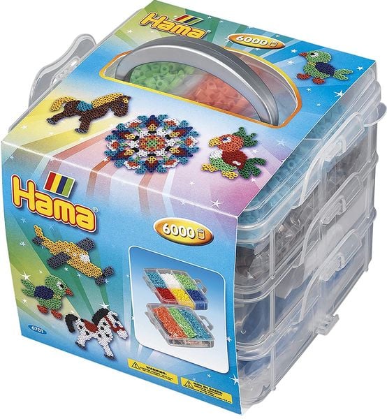 Hama 6701 - Sortierbox mit ca. 6000 Midi-Bügelperlen, 3 Stiftplatten und Zubehör