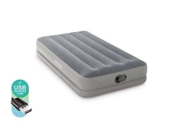Intex 64112 TWIN DURA-BEAM PRESTIGE AIRBED W/FASTFILL USB PUMP Luftbett (L x B x H) 1910 x 990 x 300 mm Grau