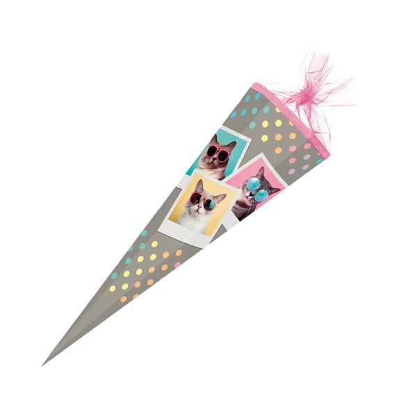 Nestler Schultüte Cool Cats eckig mit Tüllverschluss 85cm