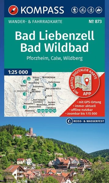 KOMPASS Wanderkarte 873 Bad Liebenzell/Bad Wildbad 1:25.000