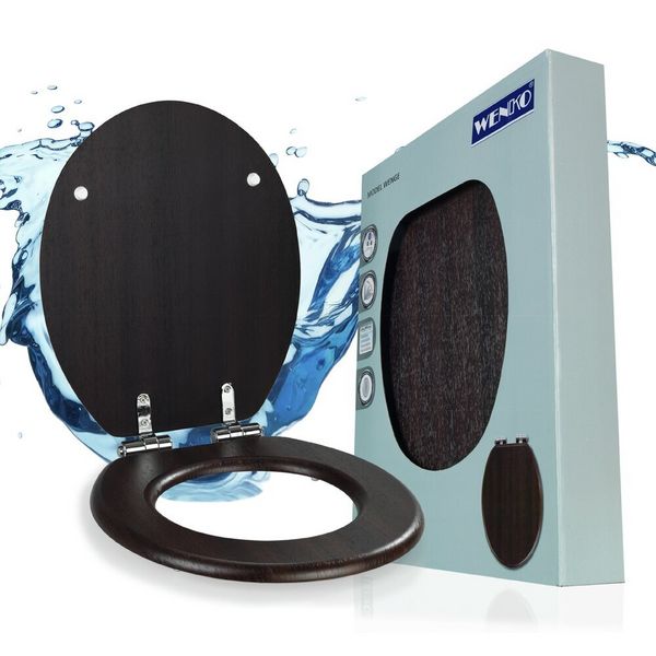 WC Sitz Mod. Wenge Dunkelbraun, stabiler Toilettensitz mit Absenkautomatik