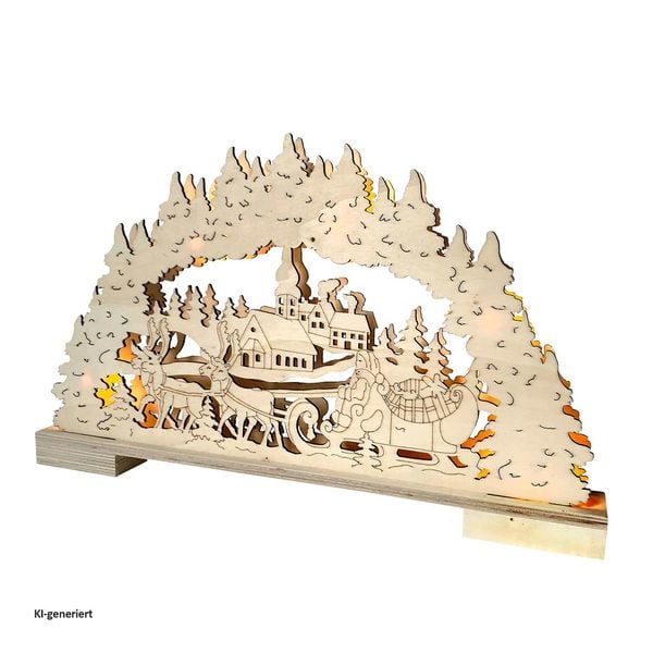 HTI-Living Schwibbogen Weihnachtsschlitten Schwibbogen Weihnachtsschlitten