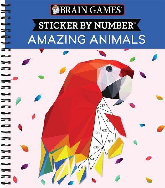 Brain Games - Sticker by Number: Amazing Animals (13 Images to Sticker)
