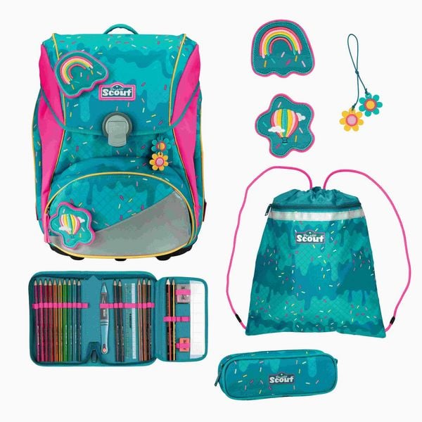 Scout Schulranzen Set Alpha, Schulranzen Set, 4tlg, Happy Confetti