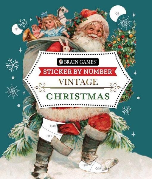 Brain Games - Sticker by Number - Vintage: Christmas (28 Images to Sticker)