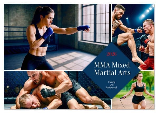 MMA Mixed Martial Arts (Tischkalender 2026 DIN A5 quer), CALVENDO Monatskalender