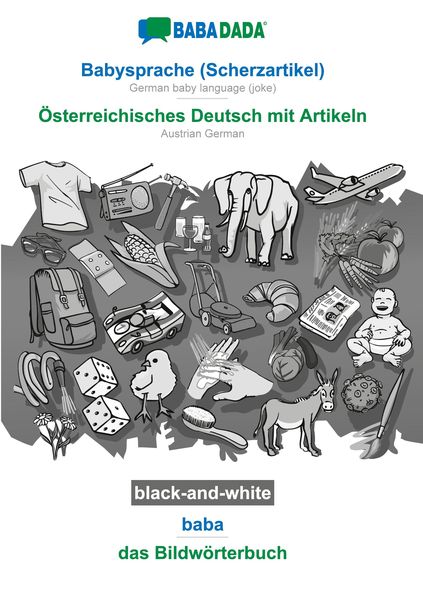 Babysprache (Scherzartikel) - Österreichisches Deutsch mit Artikeln, baba, BW
