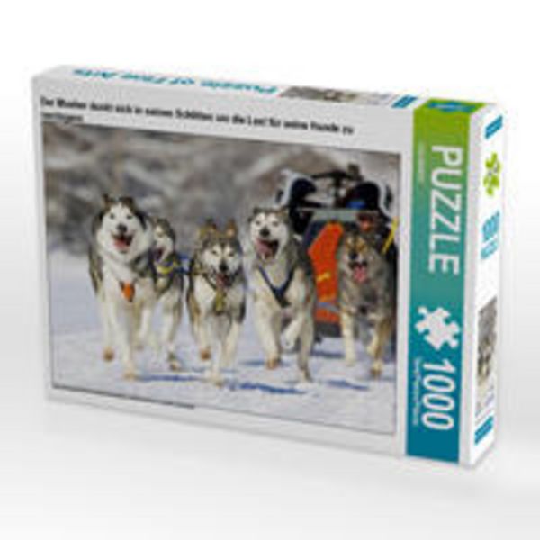 CALVENDO Puzzle Der Musher duckt sich in seinen Schlitten um die Last für seine Hunde zu verringern 1000 Teile Lege-Größe 64x48cm Foto-Puzzle für gl