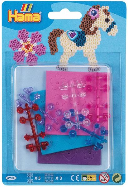 Hama 4901 - Zubehörset für Midi Bügelperlen um Perlenmotive zu verzieren (Strass-Juwelen, Moosgummi)