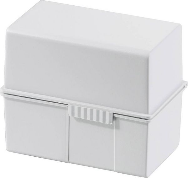 HAN 977-11 Karteibox Lichtgrau max. Anzahl der Karten: 300 Karten DIN A7 quer Stahlscharnier, Deckel als zusätzlicher Trog nutzbar
