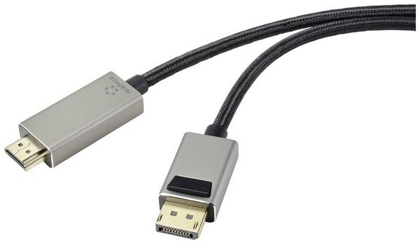 Renkforce DisplayPort / HDMI Kabel DisplayPort Stecker, HDMI-A Stecker 3.00 m Schwarz UHD 8K @ 60 Hz, UHD 4K @ 120 Hz RF-4995158 DisplayPort-Kabel
