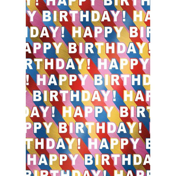 Idena Geschenkpapier Happy Birthday mehrfarbig metallisiert 70cmx150cm