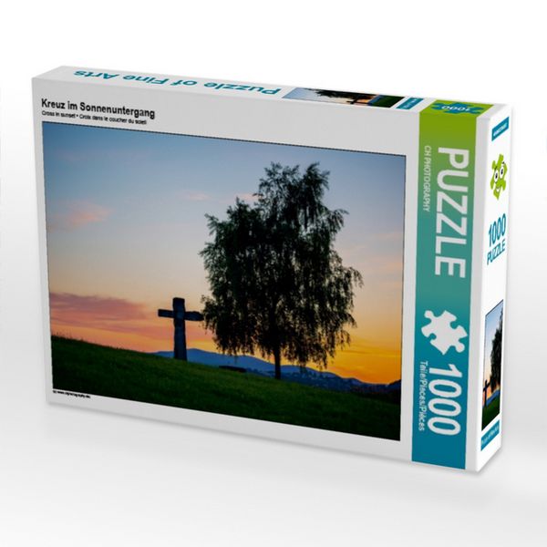 CALVENDO Puzzle Kreuz im Sonnenuntergang 1000 Teile Puzzle quer 1000 Teile Lege-Größe 64 × 48 cm Foto-Puzzle für glückliche Stunden
