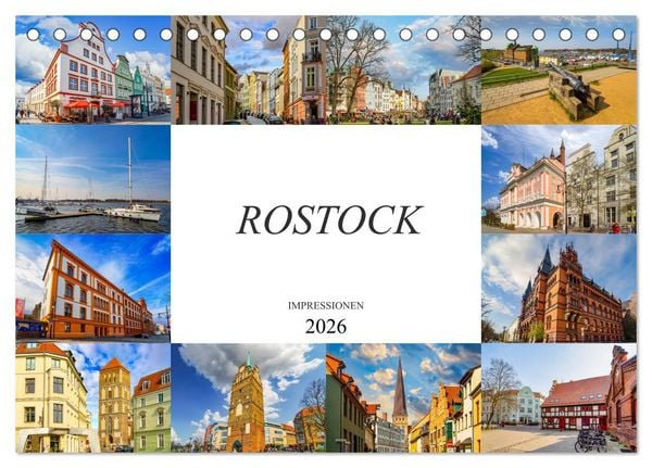 Rostock Impressionen (Tischkalender 2026 DIN A5 quer), CALVENDO Monatskalender